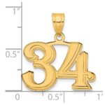 14k Polished Etched Number 34 Pendant - Image 4