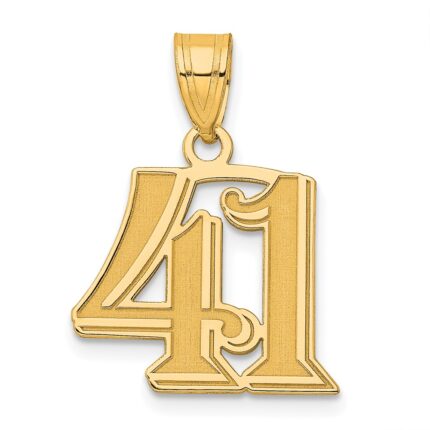 14k Polished Etched Number 41 Pendant