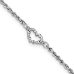 14k White Gold Diamond-cut Open Heart and Rope Chain Anklet