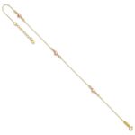 14k Tri-Color Puffed Hearts and Beads Plus Extender - Total Anklet - Image 7