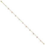 14k Two-tone Hammered Open Hearts and Oval Link Plus Extender - Total Anklet - Image 2