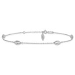 14k White Gold Diamond-cut Rice Puff Beads 4-Station Plus Extender - Total Anklet - Image 3