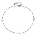 14K White Gold Open Star 3-Station Plus Extender - Total Anklet - Image 4
