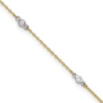 14k Two-tone Bezel-set CZ 6-Station Plus Extender - Total Anklet