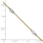 14k Two-tone Bezel-set CZ 6-Station Plus Extender - Total Anklet - Image 4