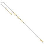 14K Two-tone Three Hearts and Diamond-cut Beads Plus Extender - Total Anklet - Image 6