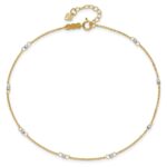 14k Two-tone Cable Chain Mirror Beads 8-Station Plus Extender - Total Anklet - Image 4