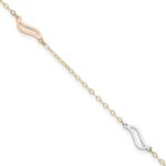 14K Tri-color Open Wavy Links 3-Station Plus Extender - Total Anklet