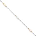 14K Tri-color Oval Link 5-Station Plus Extender - Total Anklet