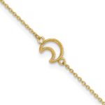 14K Textured and Polished Crescent Moon Plus Extender - Total Anklet