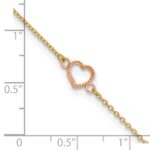 14k Two-tone Textured and Polished Open Heart Plus Extender - Total Anklet - Image 5