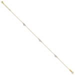 14k Two-tone Diamond-cut Triple Puffed Hearts Plus Extender - Total Anklet - Image 2