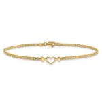 14k Polished Open Heart and Bismark Chain Anklet - Image 3