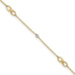 14K Two-Tone Diamond-cut Beads and Infinity Plus Extender - Total Anklet