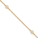 14K Flowers 3-Station with Flower Dangle Plus Extender - Total Anklet