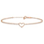 14k Rose Gold Double Strand Chain Twisted Heart Plus Extender - Total Anklet - Image 3