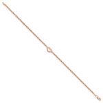 14k Rose Gold Diamond-cut Open Heart and Rope Chain Anklet - Image 2