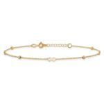 14K Polished Infinity and Beads Plus Extender - Total Anklet - Image 3