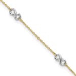 14K Two-tone Polished Infinity 5-Station Plus Extender - Total Anklet