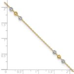 14K Two-tone Diamond-cut Beaded 4-Station Plus Extender - Total Anklet - Image 4