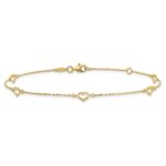 14K Open Heart and Chain 5-Station Plus Extender - Total Anklet - Image 3