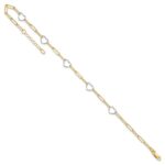 14K Two-tone 5 Hearts and Paperclip Links Plus Extender - Total Anklet - Image 5