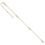 14k Two-tone Diamond-cut Double Hearts 3-Station Plus Extender - Total Anklet - Image 5