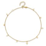 14K Polished Dangle Crosses and Circles Plus 2 in Extender - Total Anklet - Image 3