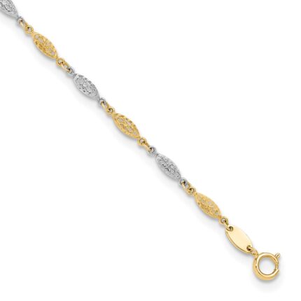 14K Two-tone Diamond-cut Infinity Link Plus Extender - Total Anklet