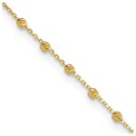 14K Diamond-cut Bead and Chain Plus 0.Extender - Total 9.Anklet