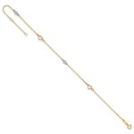14k Tri-color Polished Hearts and Circles Plus Extender - Total Anklet - Image 5