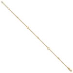 14k Polished Cut-out Hearts and Diamond-cut Beads Plus Extender - Total Anklet - Image 2