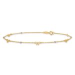 14k Two-tone Polished Diamond-cut Beads and Bows Plus Extender - Total Anklet - Image 3