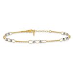 14k Two-tone Oval Links and Mirror Beads Plus Extender - Total Anklet - Image 3