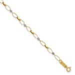 14k Two-tone Twisted Links and Mirror Beads Plus Extender - Total Anklet