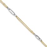 14K Two-tone Polished Diamond-cut 3-Station Plus Extender - Total Anklet