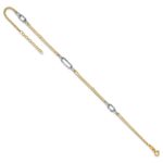 14K Two-tone Polished Diamond-cut 3-Station Plus Extender - Total Anklet - Image 5