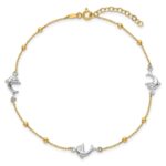 14K Two-tone Beads and Three Dolphins Plus Extender - Total Anklet - Image 4