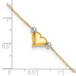 14k Two-tone Polished Puffed Heart with Beads Anklet - Image 4