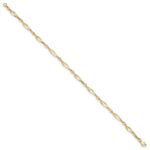 14k Polished Twisted Oval and Mirror Beads Anklet - Image 2