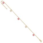 14k Pink and White Enameled Butterfly Dangles Plus Extender - Total Anklet - Image 7