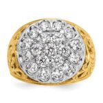 IBGoodman 14k Two-tone Men's Polished Filigree 2 Carat AA Quality Diamond Cluster Ring - Image 6