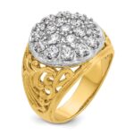 IBGoodman 14k Two-tone Men's Polished Filigree 2 Carat AA Quality Diamond Cluster Ring - Image 8