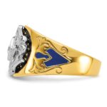 IBGoodman 10k Two-tone Men's Polished and Textured with Blue and Black Enamel Diamond Blue Lodge Master Masonic Ring - Image 3
