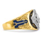 IBGoodman 10k Two-tone Men's Polished and Textured with Blue and Black Enamel Diamond Blue Lodge Master Masonic Ring - Image 7