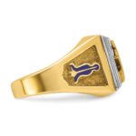 IBGoodman 10k Two-tone Men's Polished and Textured with Blue Enamel Blue Lodge Master Masonic Ring - Image 9