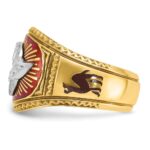 IBGoodman 14k Two-tone Men's Polished and Textured with Multi-color Enamel Masonic Shriner's Ring - Image 5