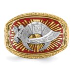 IBGoodman 14k Two-tone Men's Polished and Textured with Multi-color Enamel Masonic Shriner's Ring - Image 6