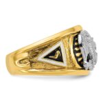 IBGoodman 10k Two-tone Men's Polished and Textured with Black and White Enameled and Diamond 32nd Degree Scottish Rite Masonic Ring - Image 8