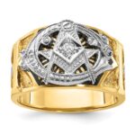 IBGoodman 14k Two-tone Men's Polished and Textured Blue Lodge Master Masonic Ring Mounting